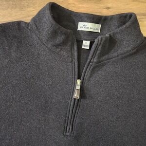 Peter Millar Golf Quarter Zip Vest Rayon Black Size XL Euc